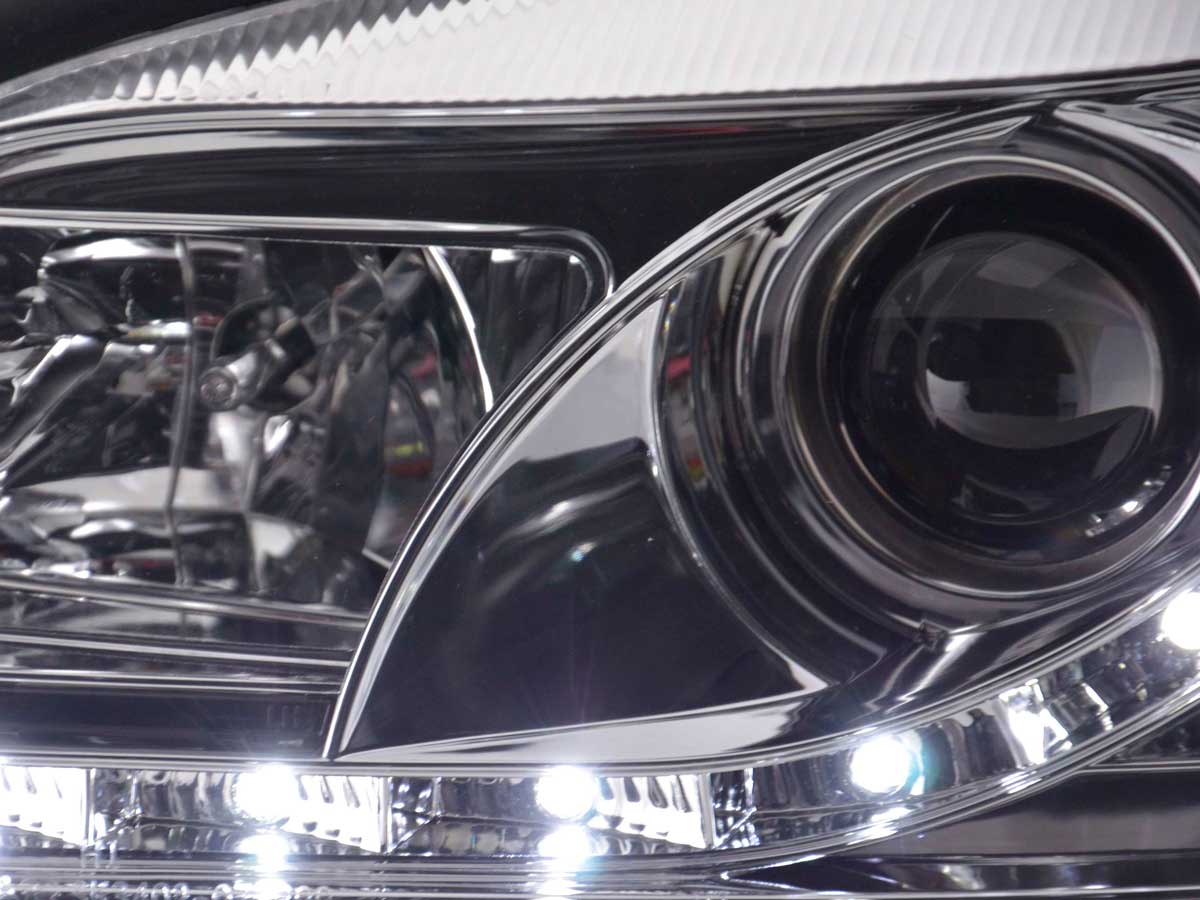 Scheinwerfer Set Daylight LED TFL-Optik Opel Zafira A 99-04 chrom Scheinwerfer Set Daylight LED TFL-Optik Opel Zafira A 99-04 chrom